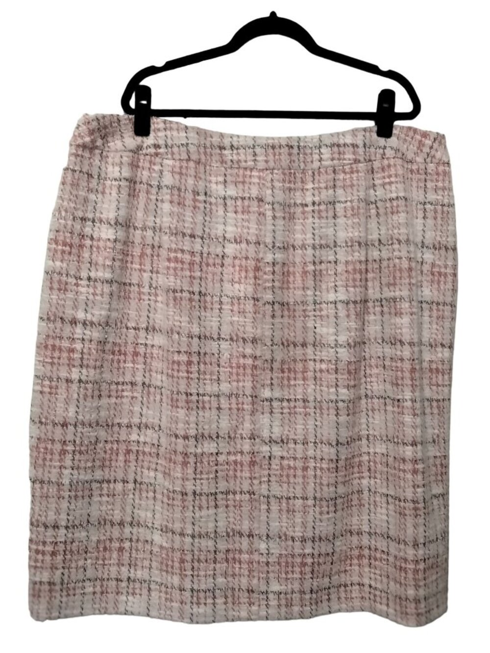 Catherines Plus Size 26/28W Skirt Tweed Button Accent Pink Plaid Pull-On - Picture 7 of 10